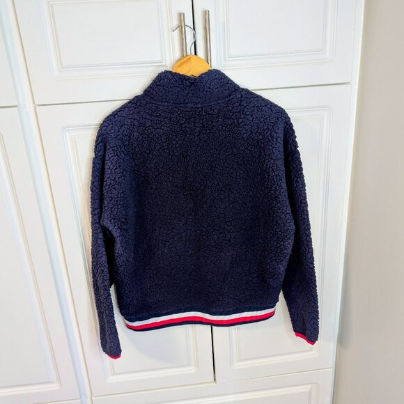 Tommy Hilfiger Women's Sport Sherpa 1/4 Zip Pullover | Navy, Size Medium - Picture 2 of 10